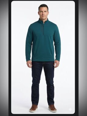 Under Armour Golf Storm Evolution Daytona Half Zip Pullover Teal Blue size L .